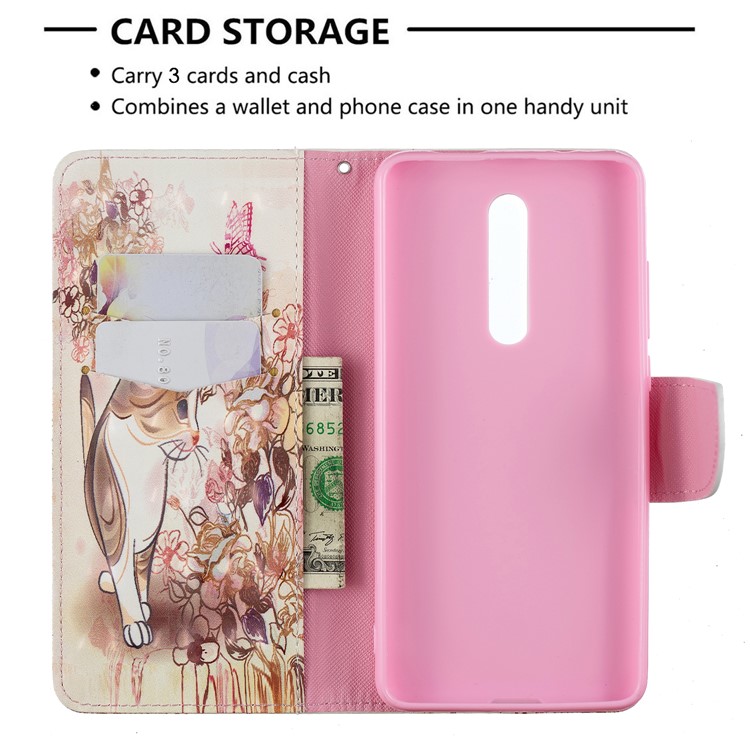 Pattern Printing Light Spot Decor Leather Wallet Case for Xiaomi Redmi K20 / Mi 9T / Redmi K20 Pro / Mi 9T Pro - Cat and Flowers-6