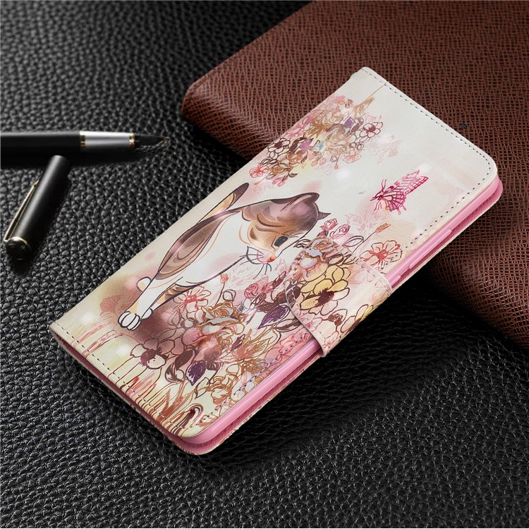 Pattern Printing Light Spot Decor Leather Wallet Case for Xiaomi Redmi K20 / Mi 9T / Redmi K20 Pro / Mi 9T Pro - Cat and Flowers-7
