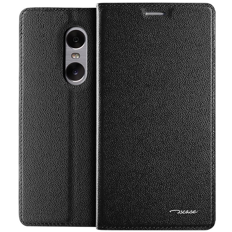 TSCASE for Xiaomi Redmi Pro Business Litchi Full Grain Genuine Leather Case Stand - Black-1