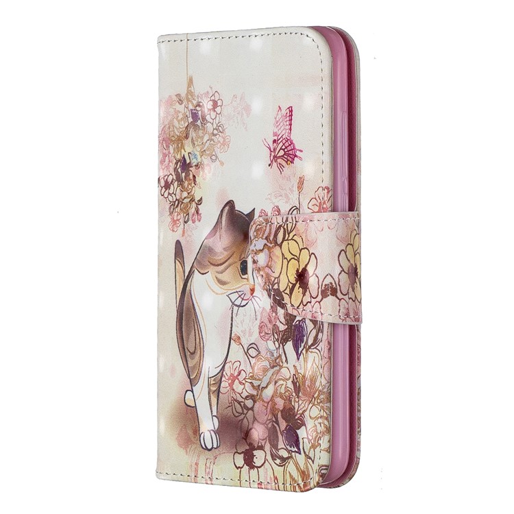 Pattern Printing Light Spot Decor Leather Wallet Stand Case for Xiaomi Redmi 7A - Cat and Flowers-2