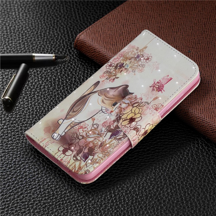 Pattern Printing Light Spot Decor Leather Wallet Stand Case for Xiaomi Redmi 7A - Cat and Flowers-7