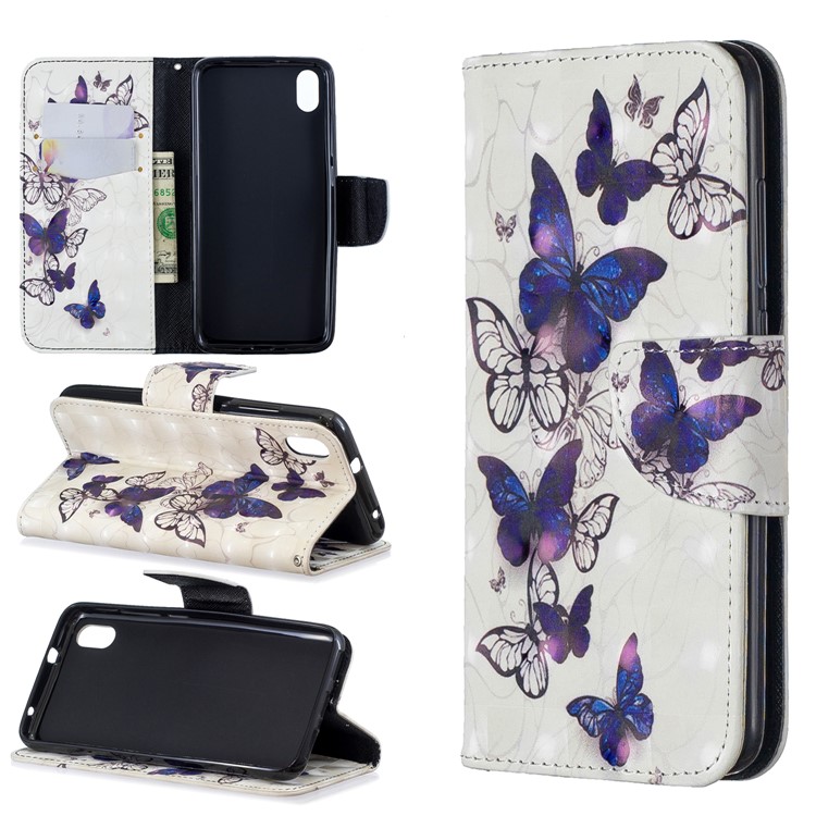 Pattern Printing Light Spot Decor Leather Wallet Stand Case for Xiaomi Redmi 7A - Beautiful Butterfly-1