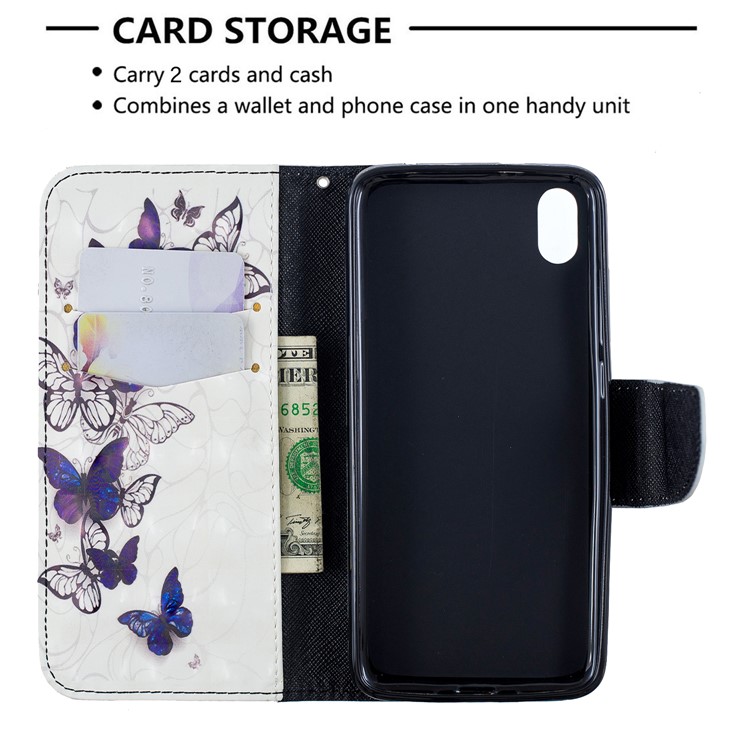 Pattern Printing Light Spot Decor Leather Wallet Stand Case for Xiaomi Redmi 7A - Beautiful Butterfly-6