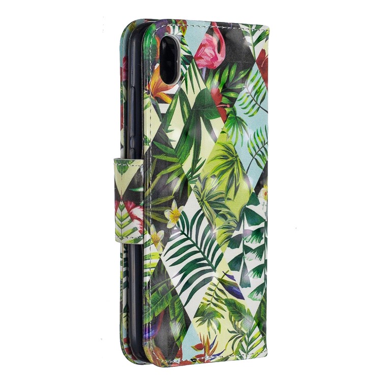 Pattern Printing Light Spot Decor Leather Wallet Stand Case for Xiaomi Redmi 7A - Leaves-3