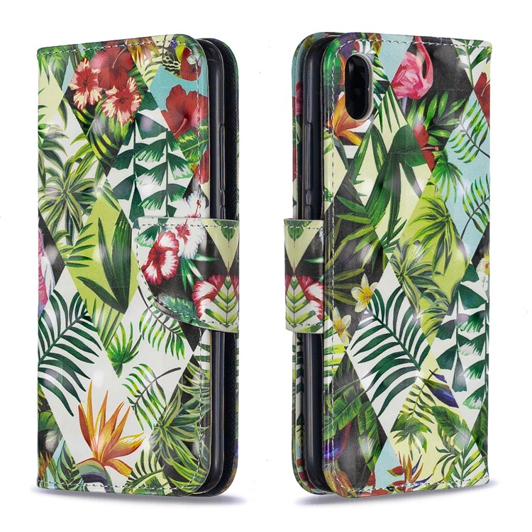 Pattern Printing Light Spot Decor Leather Wallet Stand Case for Xiaomi Redmi 7A - Leaves-4