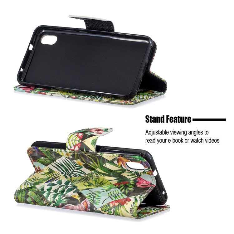 Pattern Printing Light Spot Decor Leather Wallet Stand Case for Xiaomi Redmi 7A - Leaves-5