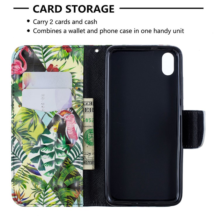 Pattern Printing Light Spot Decor Leather Wallet Stand Case for Xiaomi Redmi 7A - Leaves-6