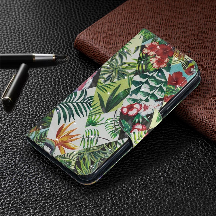 Pattern Printing Light Spot Decor Leather Wallet Stand Case for Xiaomi Redmi 7A - Leaves-7