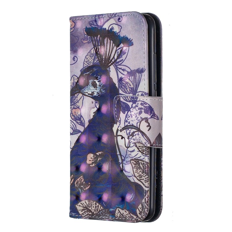 Pattern Printing Light Spot Decor Leather Wallet Stand Case for Xiaomi Redmi 7A - Peacock-2