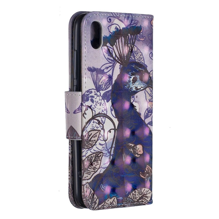 Pattern Printing Light Spot Decor Leather Wallet Stand Case for Xiaomi Redmi 7A - Peacock-3