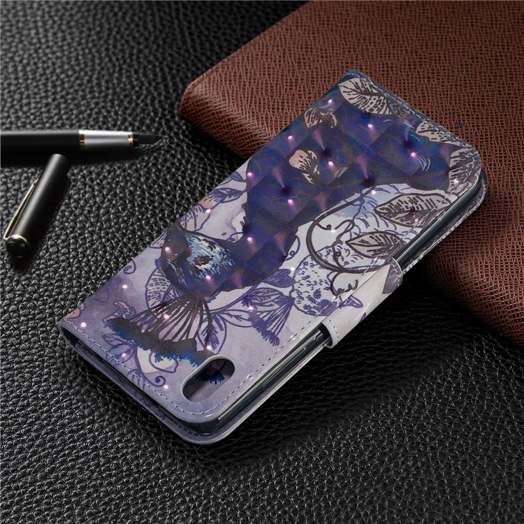 Pattern Printing Light Spot Decor Leather Wallet Stand Case for Xiaomi Redmi 7A - Peacock-8