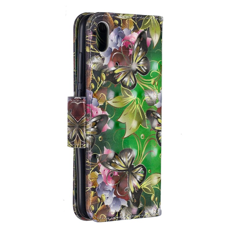 Pattern Printing Light Spot Decor Leather Wallet Stand Case for Xiaomi Redmi 7A - Gold Butterfly-3