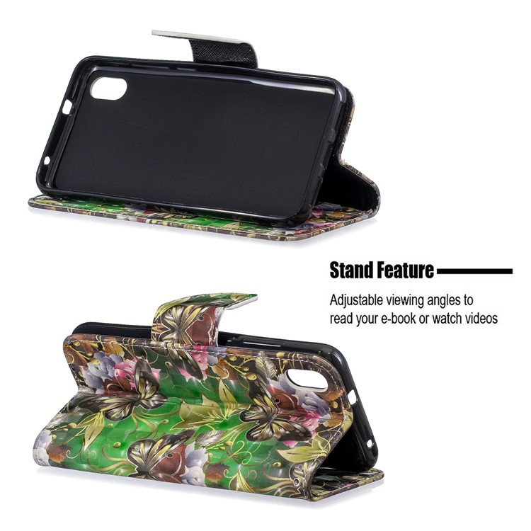 Pattern Printing Light Spot Decor Leather Wallet Stand Case for Xiaomi Redmi 7A - Gold Butterfly-5