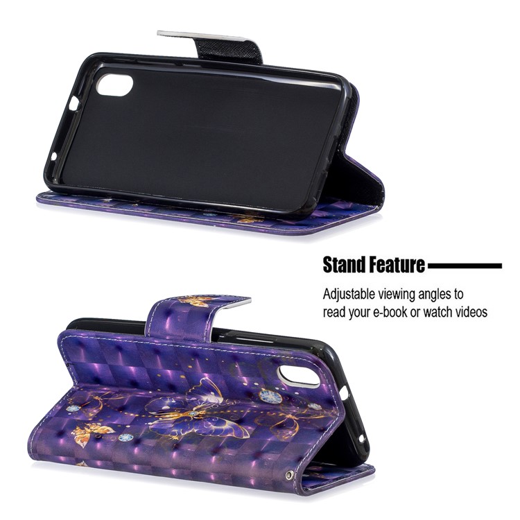 Pattern Printing Light Spot Decor Leather Wallet Stand Case for Xiaomi Redmi 7A - Vivid Butterfly-5