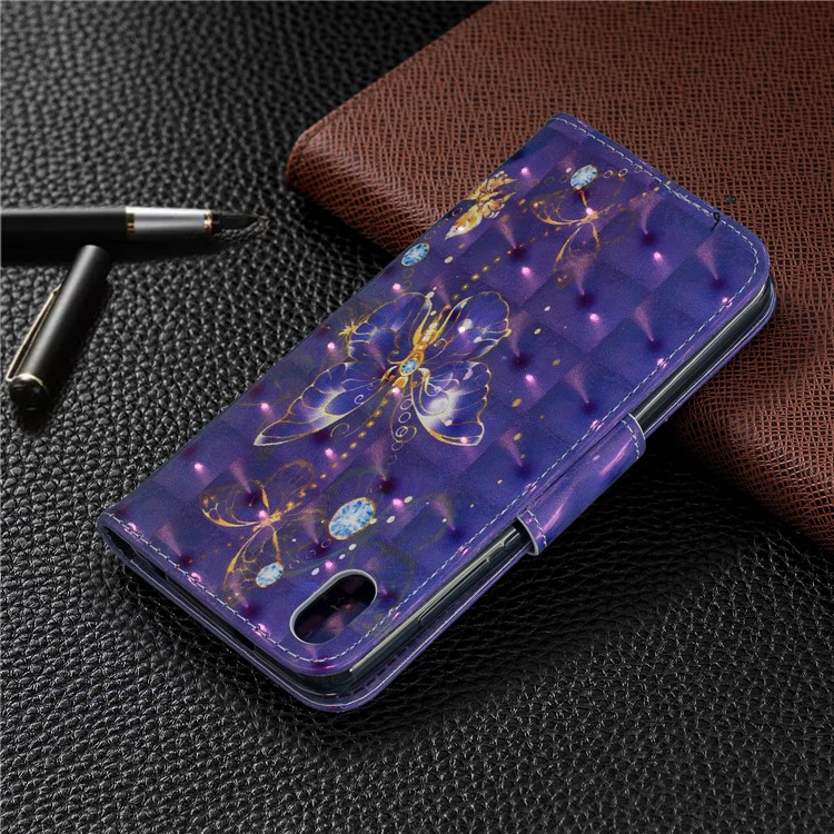 Pattern Printing Light Spot Decor Leather Wallet Stand Case for Xiaomi Redmi 7A - Vivid Butterfly-8