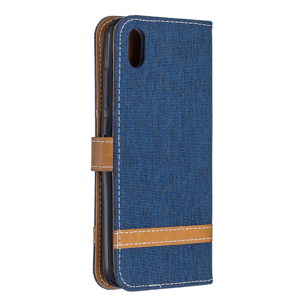 Assorted Color Jeans Cloth Leather Wallet Case for Xiaomi Redmi 7A - Dark Blue-3