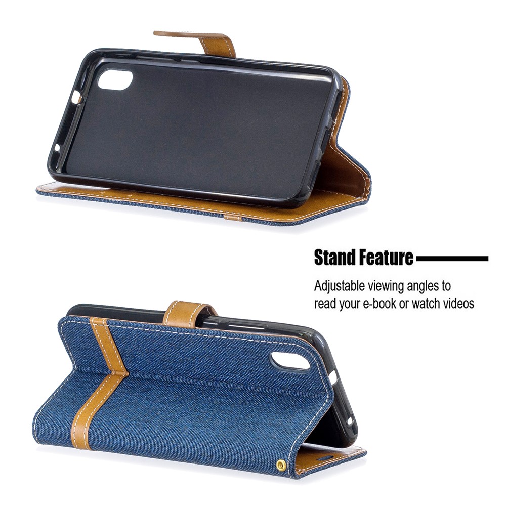 Assorted Color Jeans Cloth Leather Wallet Case for Xiaomi Redmi 7A - Dark Blue-5