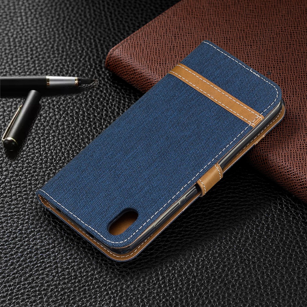 Assorted Color Jeans Cloth Leather Wallet Case for Xiaomi Redmi 7A - Dark Blue-8