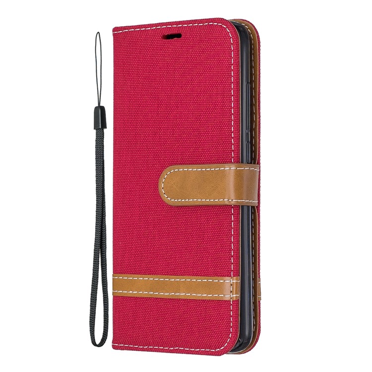 Assorted Color Jeans Cloth Leather Wallet Case for Xiaomi Redmi 7A - Red-2