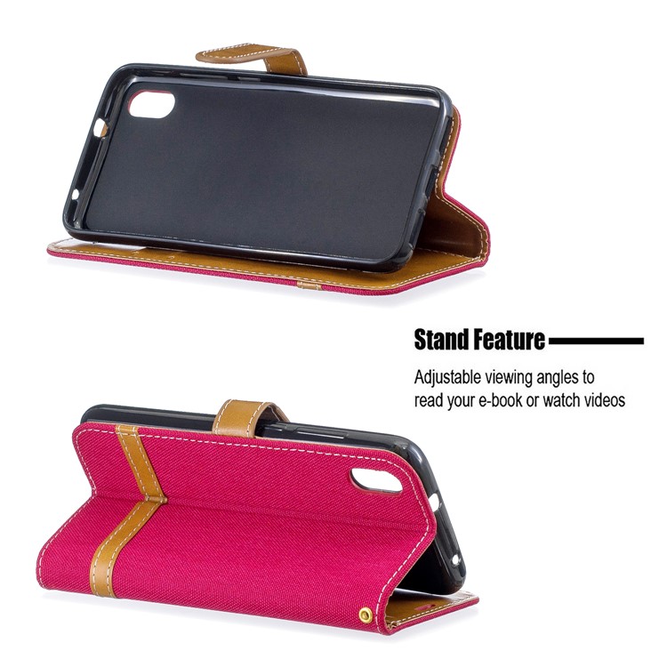 Assorted Color Jeans Cloth Leather Wallet Case for Xiaomi Redmi 7A - Red-5
