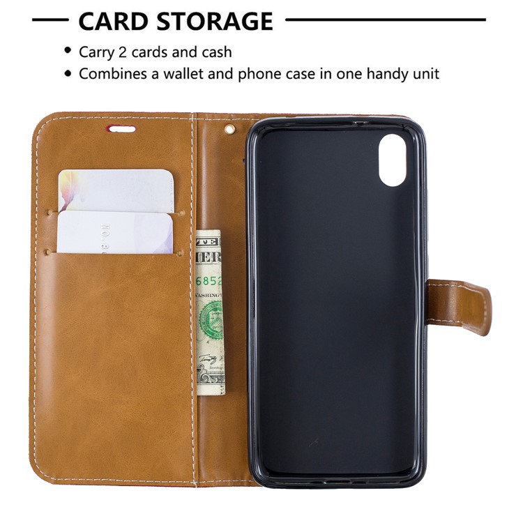 Assorted Color Jeans Cloth Leather Wallet Case for Xiaomi Redmi 7A - Red-6