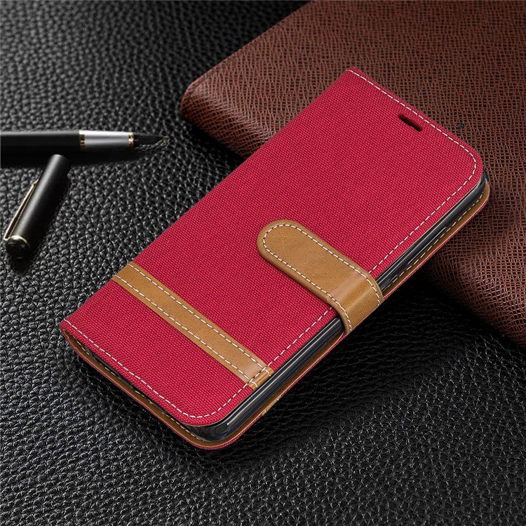 Assorted Color Jeans Cloth Leather Wallet Case for Xiaomi Redmi 7A - Red-7