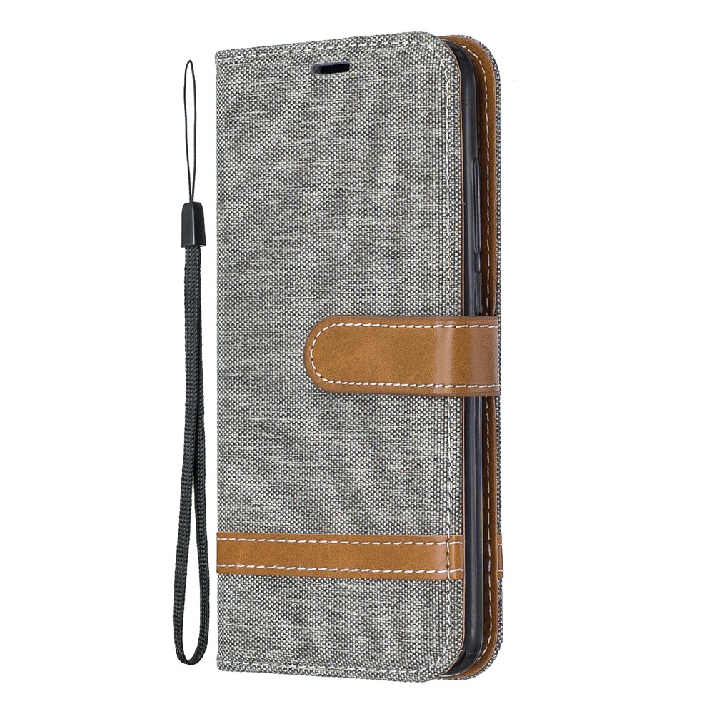 Assorted Color Jeans Cloth Leather Wallet Case for Xiaomi Redmi 7A - Grey-2