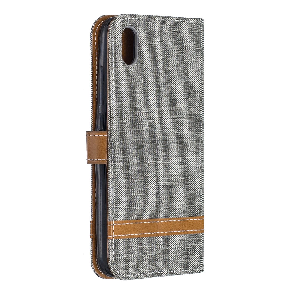 Assorted Color Jeans Cloth Leather Wallet Case for Xiaomi Redmi 7A - Grey-3