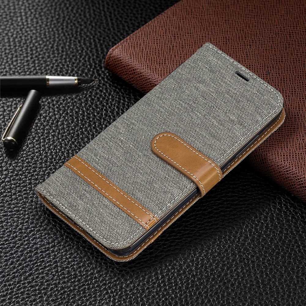 Assorted Color Jeans Cloth Leather Wallet Case for Xiaomi Redmi 7A - Grey-7
