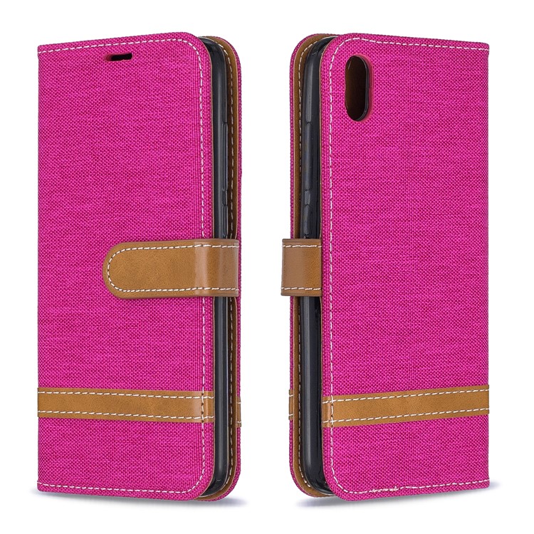 Assorted Color Jeans Cloth Leather Wallet Case for Xiaomi Redmi 7A - Rose-4