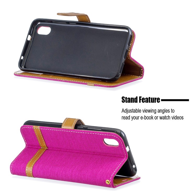Assorted Color Jeans Cloth Leather Wallet Case for Xiaomi Redmi 7A - Rose-5
