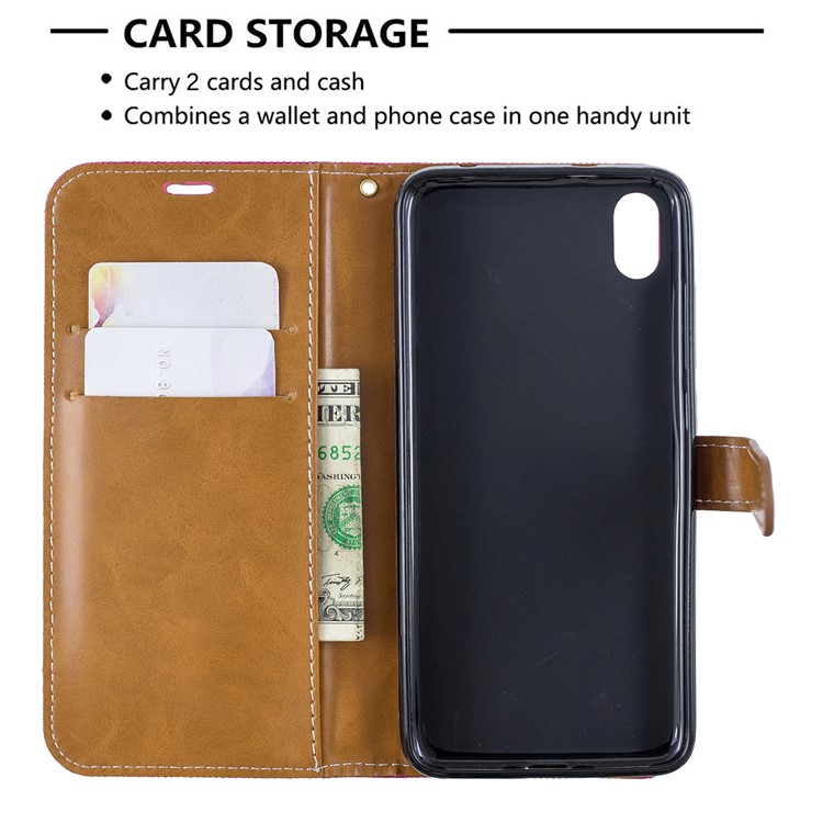 Assorted Color Jeans Cloth Leather Wallet Case for Xiaomi Redmi 7A - Rose-6