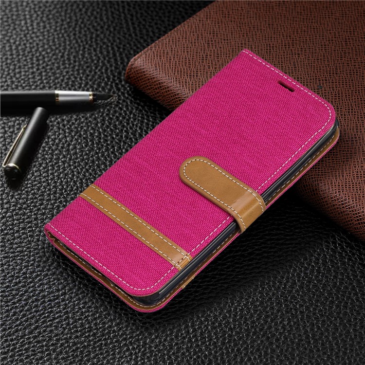 Assorted Color Jeans Cloth Leather Wallet Case for Xiaomi Redmi 7A - Rose-7