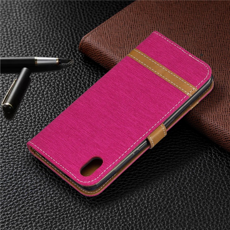 Assorted Color Jeans Cloth Leather Wallet Case for Xiaomi Redmi 7A - Rose-8