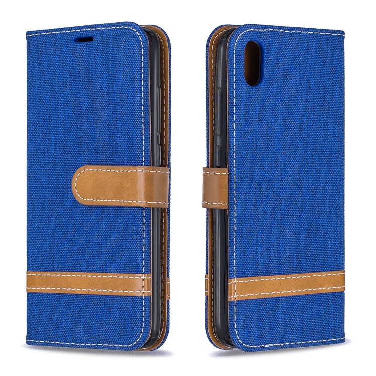 Assorted Color Jeans Cloth Leather Wallet Case for Xiaomi Redmi 7A - Baby Blue-5