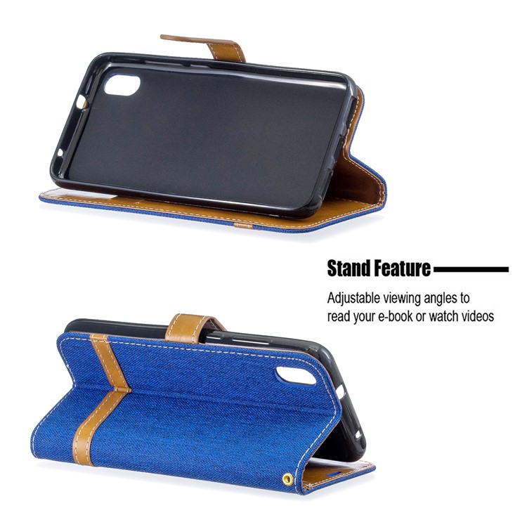Assorted Color Jeans Cloth Leather Wallet Case for Xiaomi Redmi 7A - Baby Blue-6