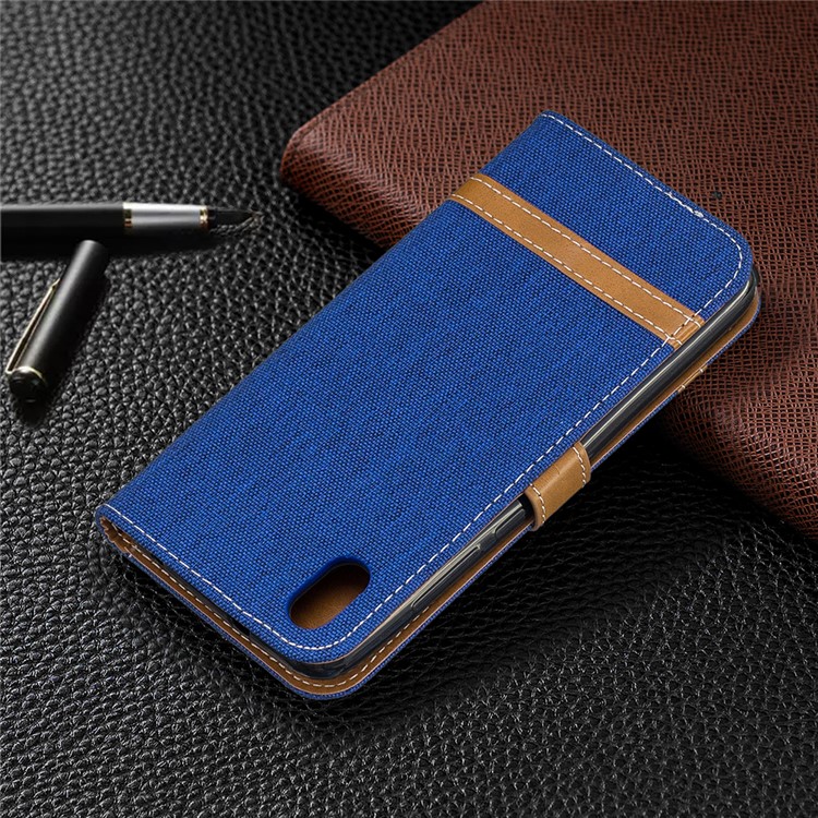 Assorted Color Jeans Cloth Leather Wallet Case for Xiaomi Redmi 7A - Baby Blue-9