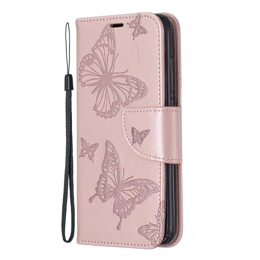 Empreinte Papillon Portefeuille Support de Téléphone en Cuir pu Pour Xiaomi Redmi 7a - or Rose