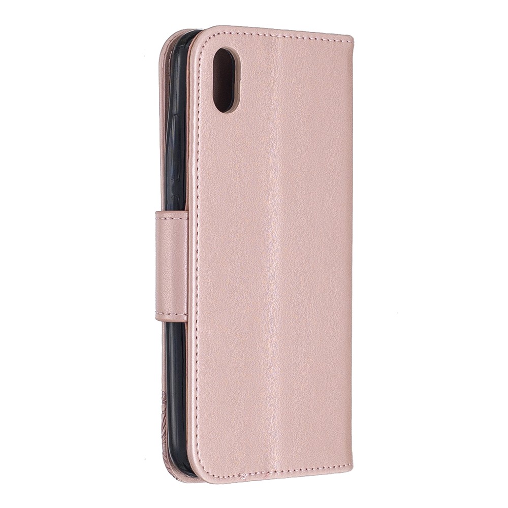 Empreinte Papillon Portefeuille Support de Téléphone en Cuir pu Pour Xiaomi Redmi 7a - or Rose