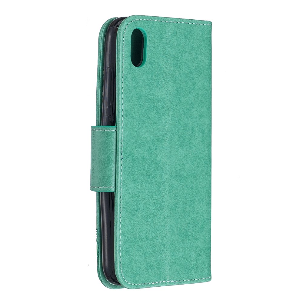 Imprint Butterfly Wallet Stand PU Leather Phone Case for Xiaomi Redmi 7A - Green-3