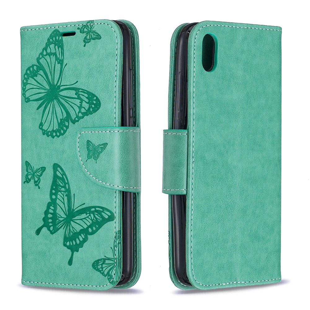 Imprint Butterfly Wallet Stand PU Leather Phone Case for Xiaomi Redmi 7A - Green-4