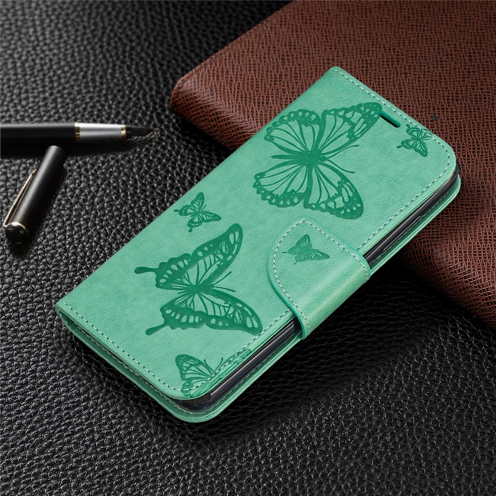 Imprint Butterfly Wallet Stand PU Leather Phone Case for Xiaomi Redmi 7A - Green-7