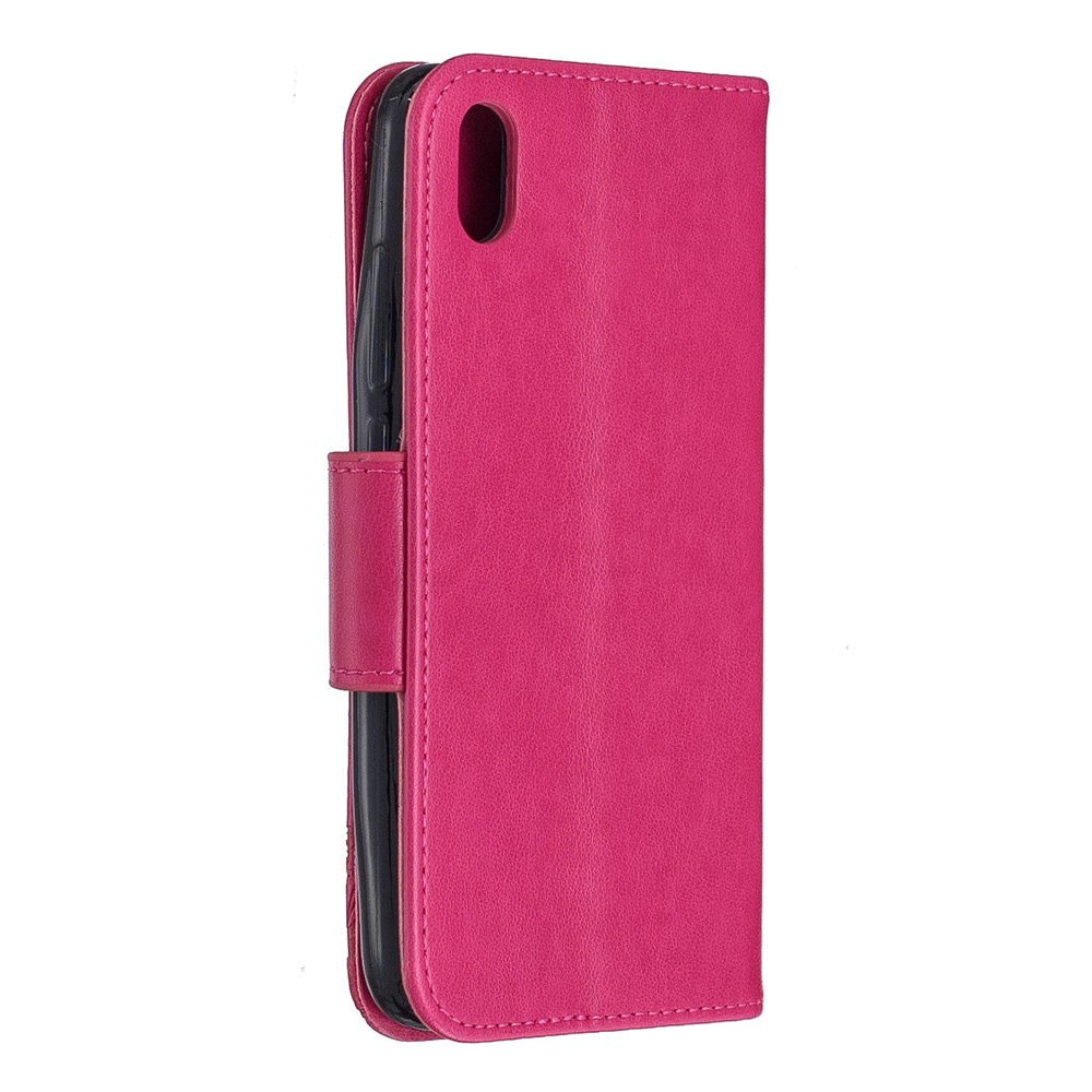Imprint Butterfly Wallet Stand PU Leather Phone Case for Xiaomi Redmi 7A - Rose-3