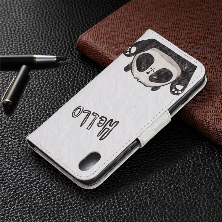 Padrão Printing Leather Stand Stand Caso Para Xiaomi Redmi 7a - Panda Fofa