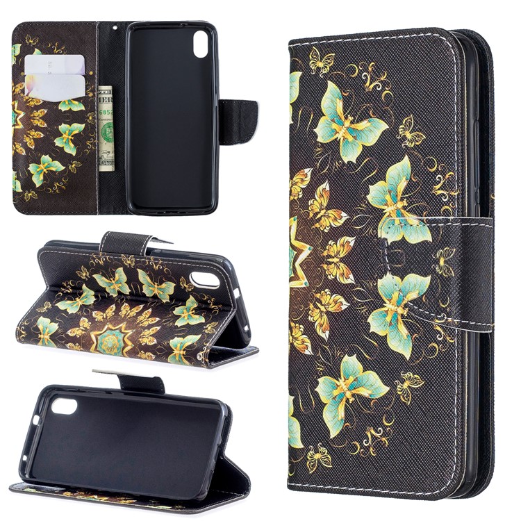 Pattern Printing Leather Wallet Stand Case for Xiaomi Redmi 7A - Colorized Butterfly-1