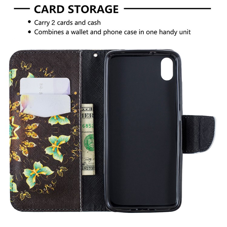 Pattern Printing Leather Wallet Stand Case for Xiaomi Redmi 7A - Colorized Butterfly-6