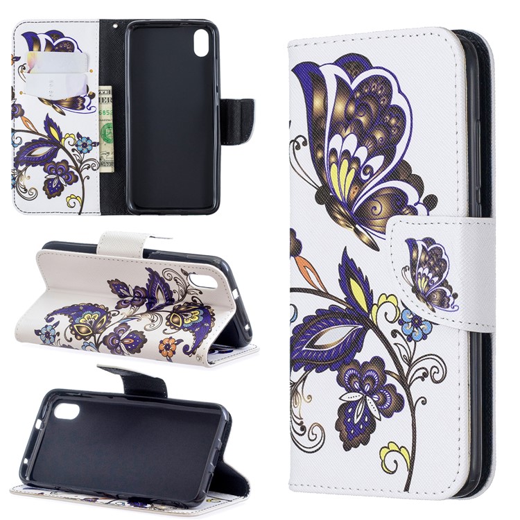 Pattern Printing Leather Wallet Stand Case for Xiaomi Redmi 7A - Butterfly Pattern-1