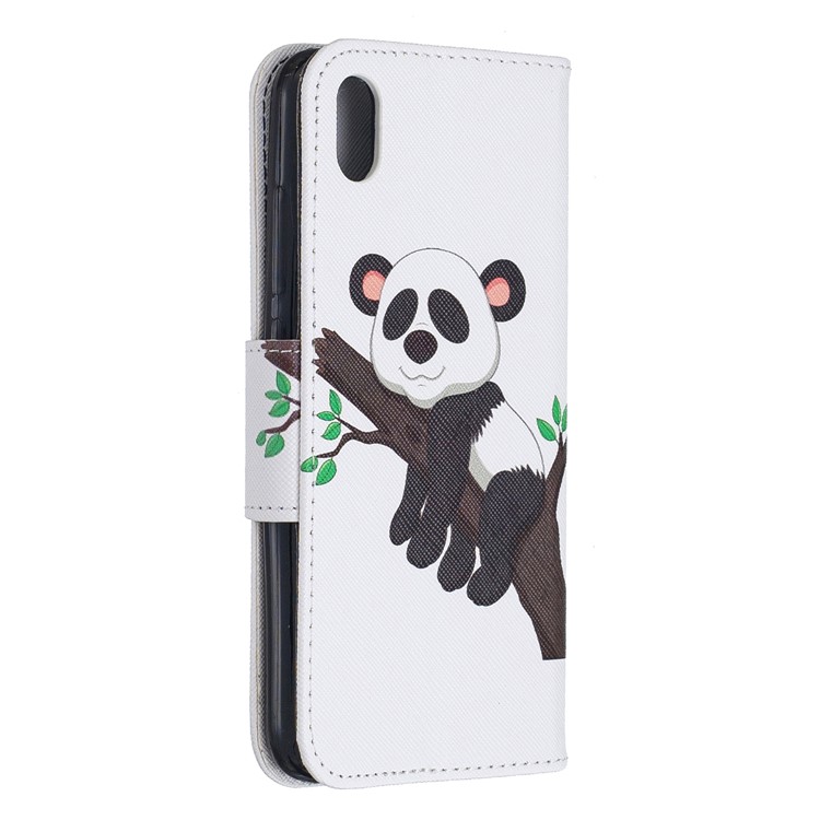 Pattern Printing Leather Wallet Stand Case for Xiaomi Redmi 7A - Panda Climbing Tree-3