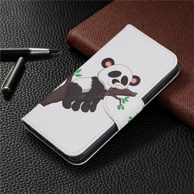 Pattern Printing Leather Wallet Stand Case for Xiaomi Redmi 7A - Panda Climbing Tree-7
