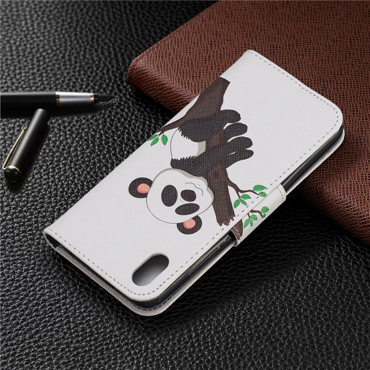 Pattern Printing Leather Wallet Stand Case for Xiaomi Redmi 7A - Panda Climbing Tree-8